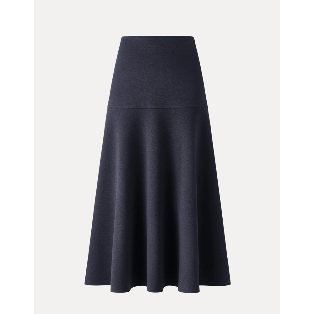 OGL NWT M Navy Blue Flared Maxi Skirt Super Soft Dark Academia Preppy Zip Office